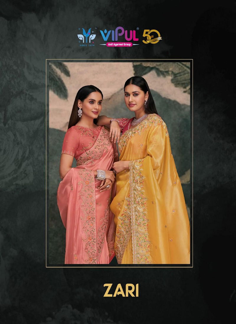 Zari By Vipul Organza Party Wear Saree Wholesale Shop In India Catalog